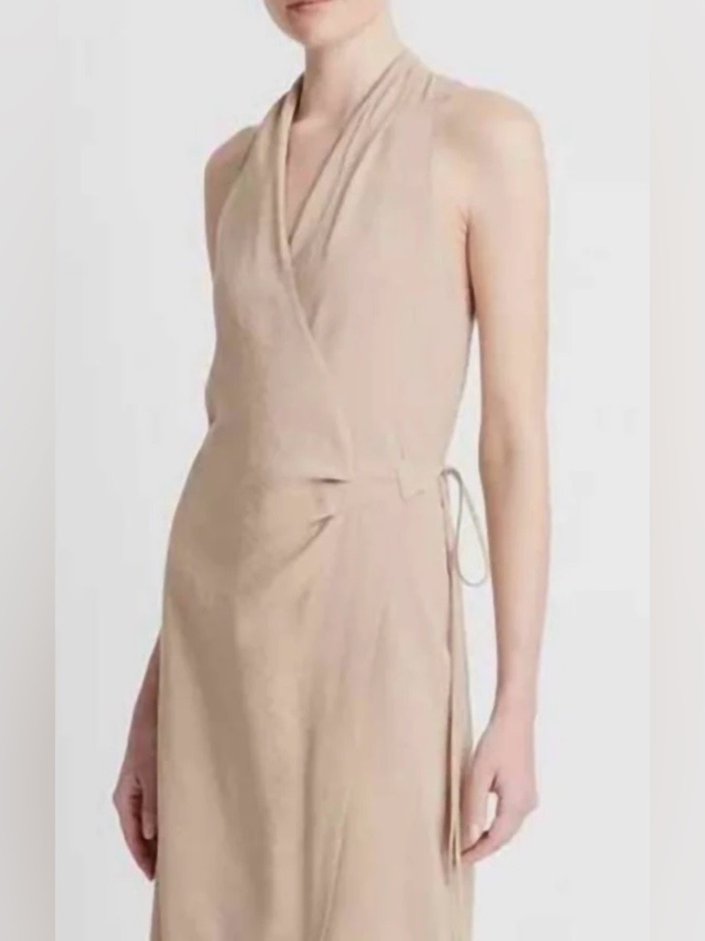 Vince Women's Draped Neck Wrap Dress In Pale Wheat - XS